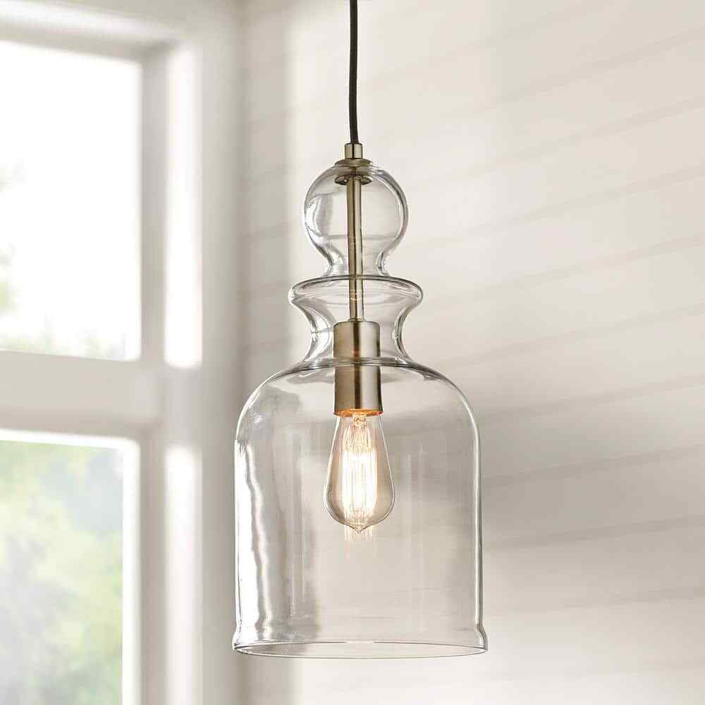 Home Decorators Collection 8.38 in. 1-Light Brushed Nickel Pendant