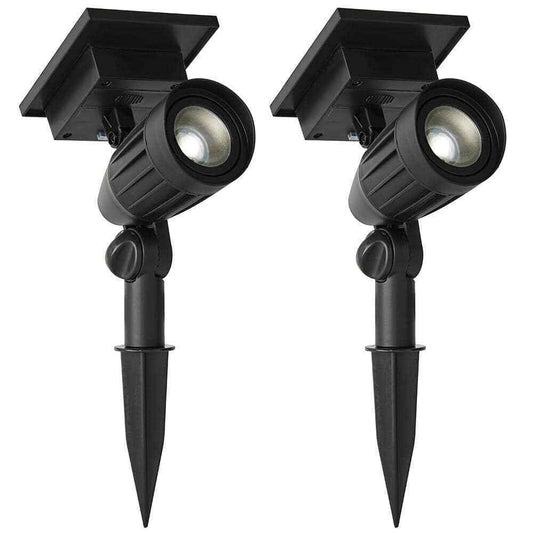 Hampton Bay Solar Black Outdoor LED Spotlight 2-Pack Weather/Rust Resistant