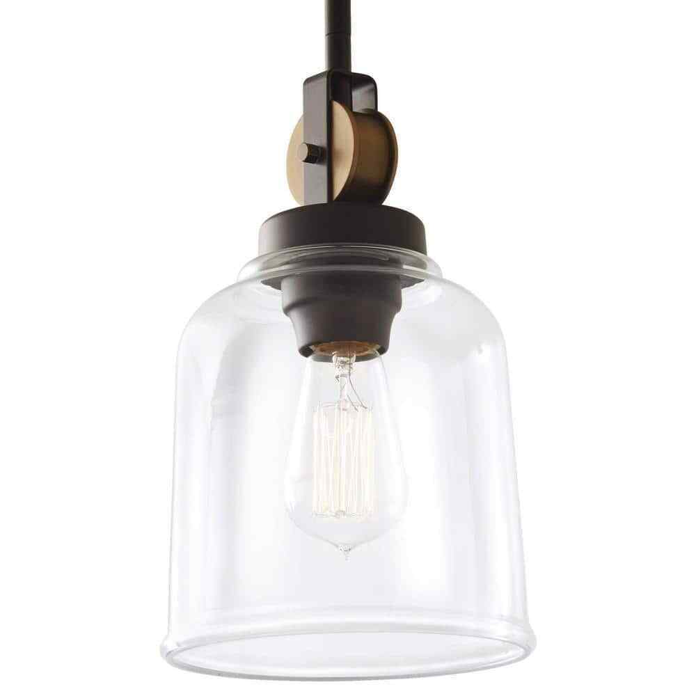 Home Decorators Knollwood 7 in. 1-Light Blackened Bronze Mini Pendant Light