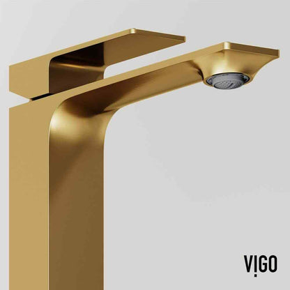 VIGO Dunn Single Handle Single-Hole Bathroom Vessel Faucet in Matte Brushed Gold