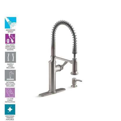 KOHLER Sous Pro-Style Single Handle Pull Down Sprayer Kitchen Faucet