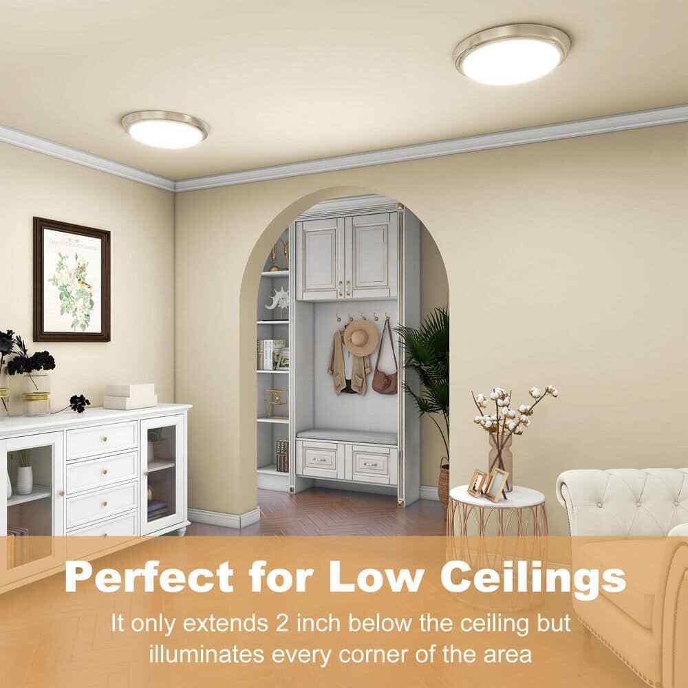 Pia Ricco 1-Light Brushed Nickel Selectable LED Flush Mount Ceiling Light