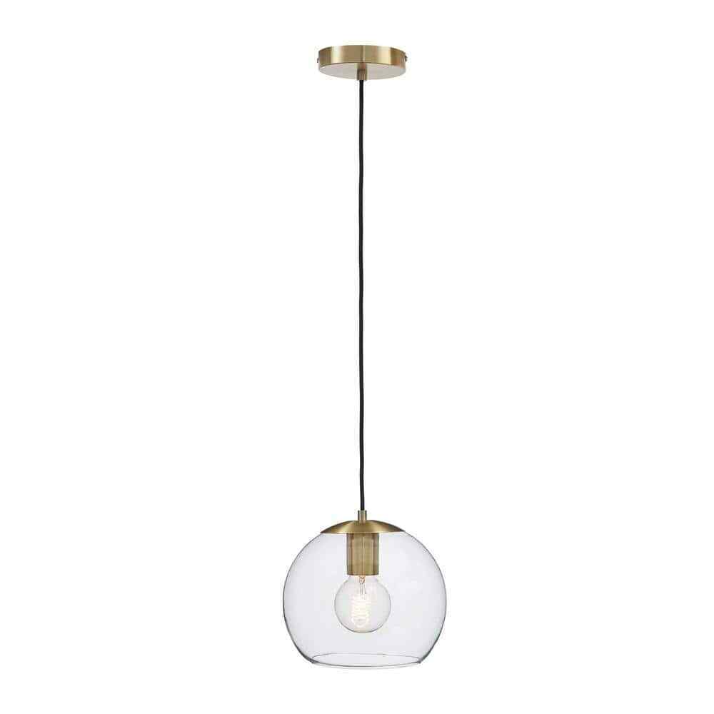 Home Decorators Collection 1-Light Antique Brass and Glass Mini-Pendant AF42409S