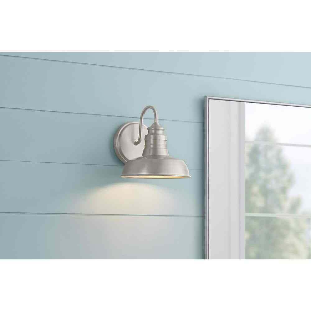 Hampton Bay Elmcroft 7.63 in 1Light Brushed Nickel Modern Farmhouse Sconce Light