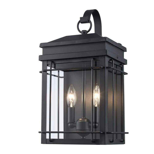 Monteaux Lighting Bel Air 17 in. 2-Light Black Outdoor Wall Light Fixture