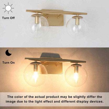 Uolfin Modern Globe Bathroom Vanity Light 2-Light Gold Bedroom Wall Sconce Light