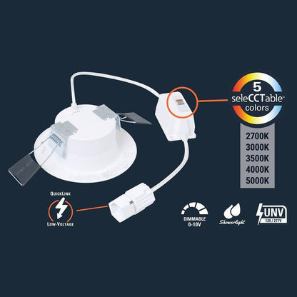 HALO QuickLink 4 in. CCT Integrated LED Recessed Light Baffle Trim 5-Pack