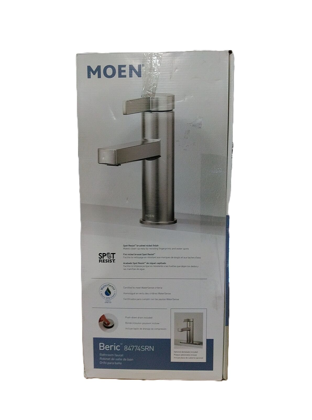 MOEN Beric Single Hole Single Handle Bathroom Faucet, Spot Resist Brushed Nickel