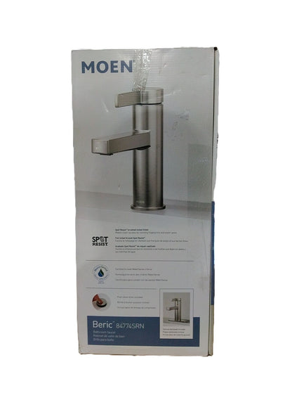 MOEN Beric Single Hole Single Handle Bathroom Faucet, Spot Resist Brushed Nickel