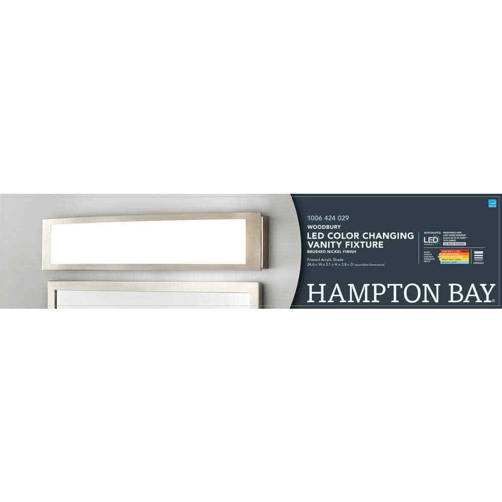 Hampton Bay Woodbury 24.6 in. Brushed Nickel Integrated LED Bathroom Light Bar