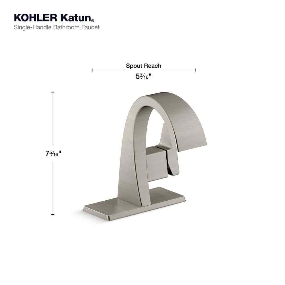 KOHLER Katun Single Hole 1-Handle Bathroom Faucet in Vibrant Brushed Nickel