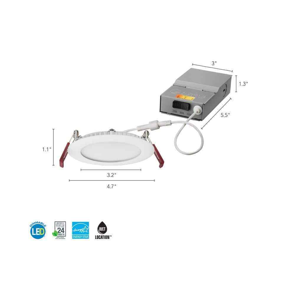 Lithonia Lighting Wafer Series 4in. White 800 Lumen LED Canless Recessed Fixture