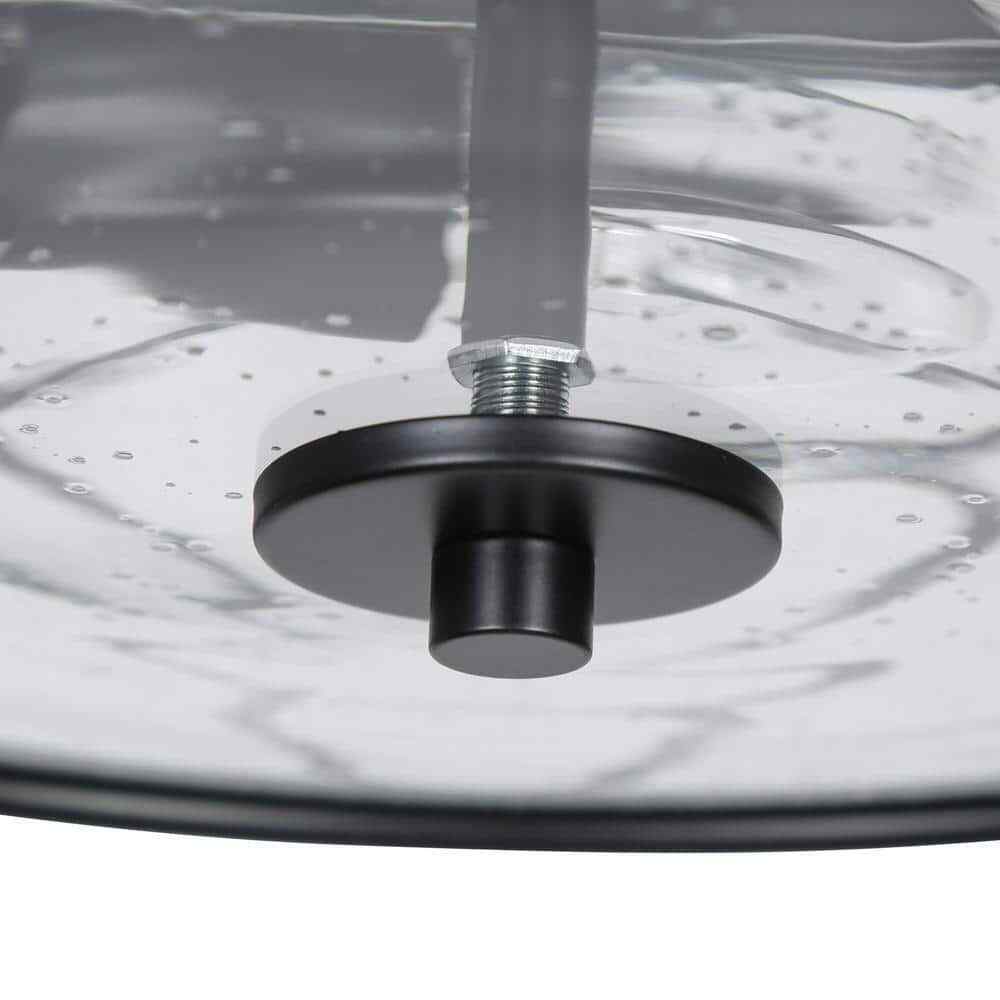 LNC Black Modern Farmhouse Flush Mount w/ Seeded Glass Shade Ceiling Light