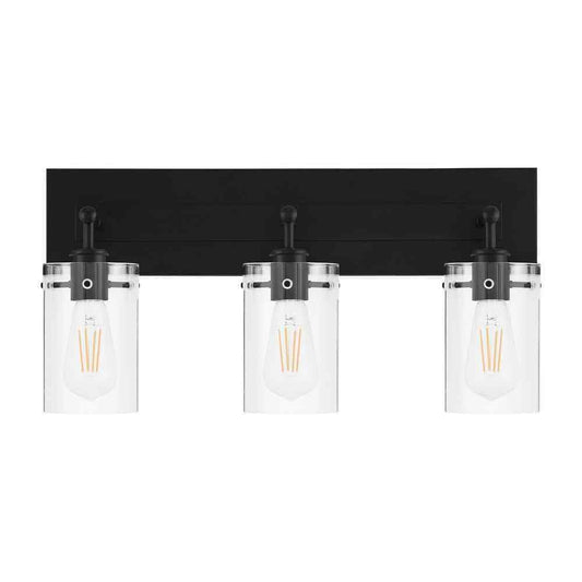 Hampton Bay Regan 21 in. 3-Light Matte Black Bathroom Vanity Light