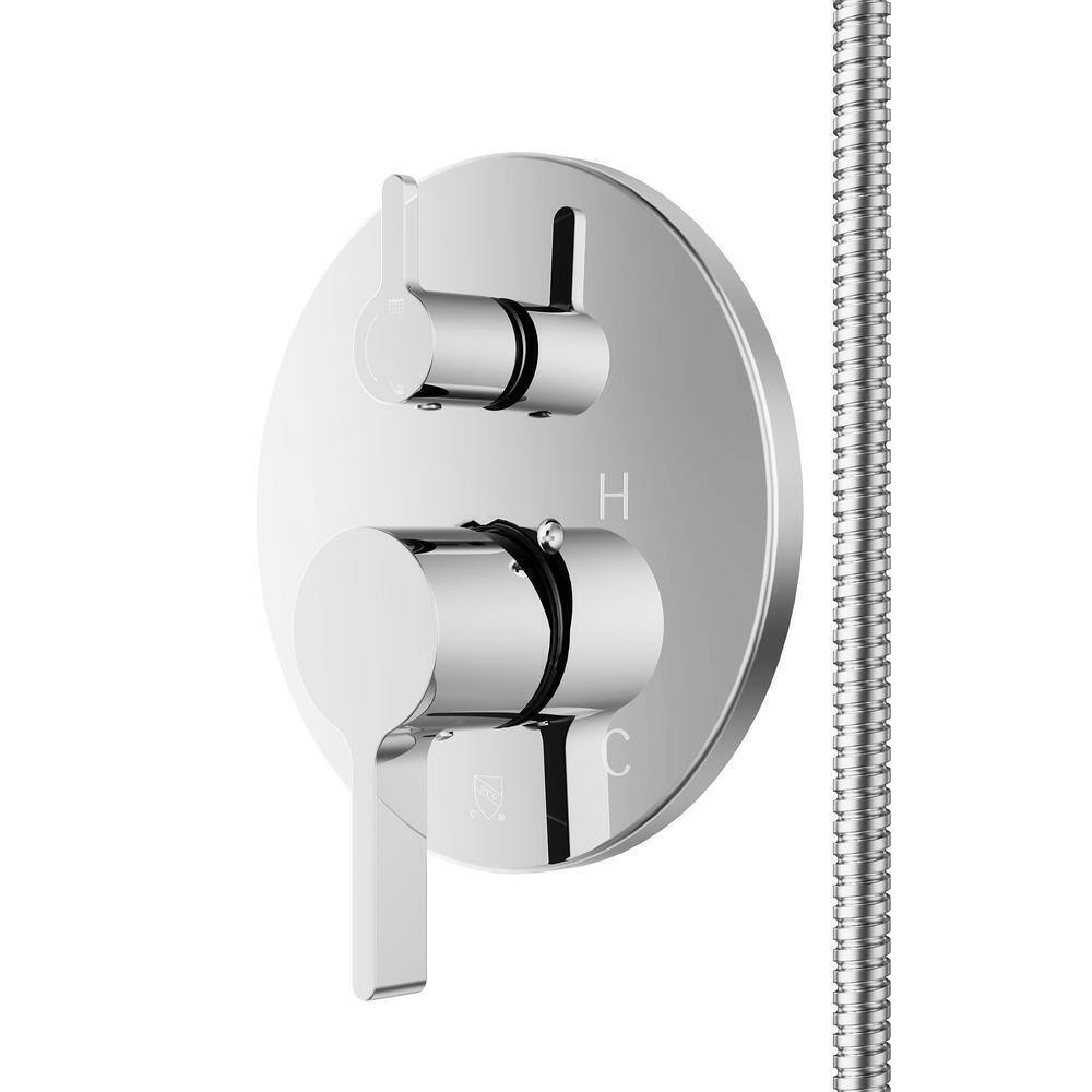 HOMLUX 4-Spray Patterns w/ 2.5 GPM 8 in. Wall Mount Dual Shower Head in Chrome