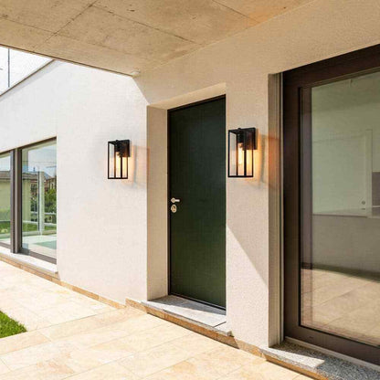 LNC Rustic Matte Black Outdoor Wall Sconce 1-Light Classic Cage Wall Lantern