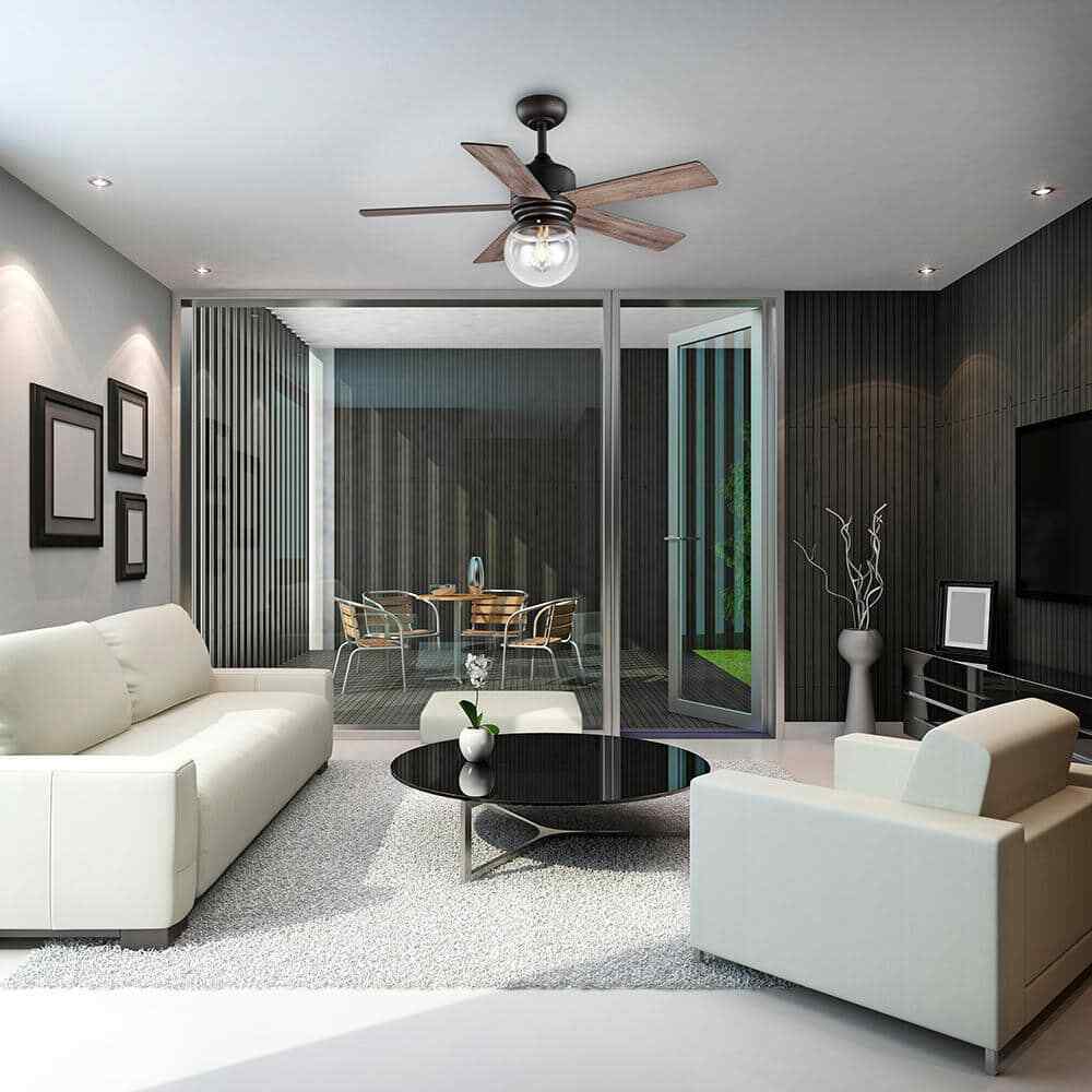 Home Decorators Amelia 42 in.97 Indoor Bronze Downrod Ceiling Fan with Light Kit