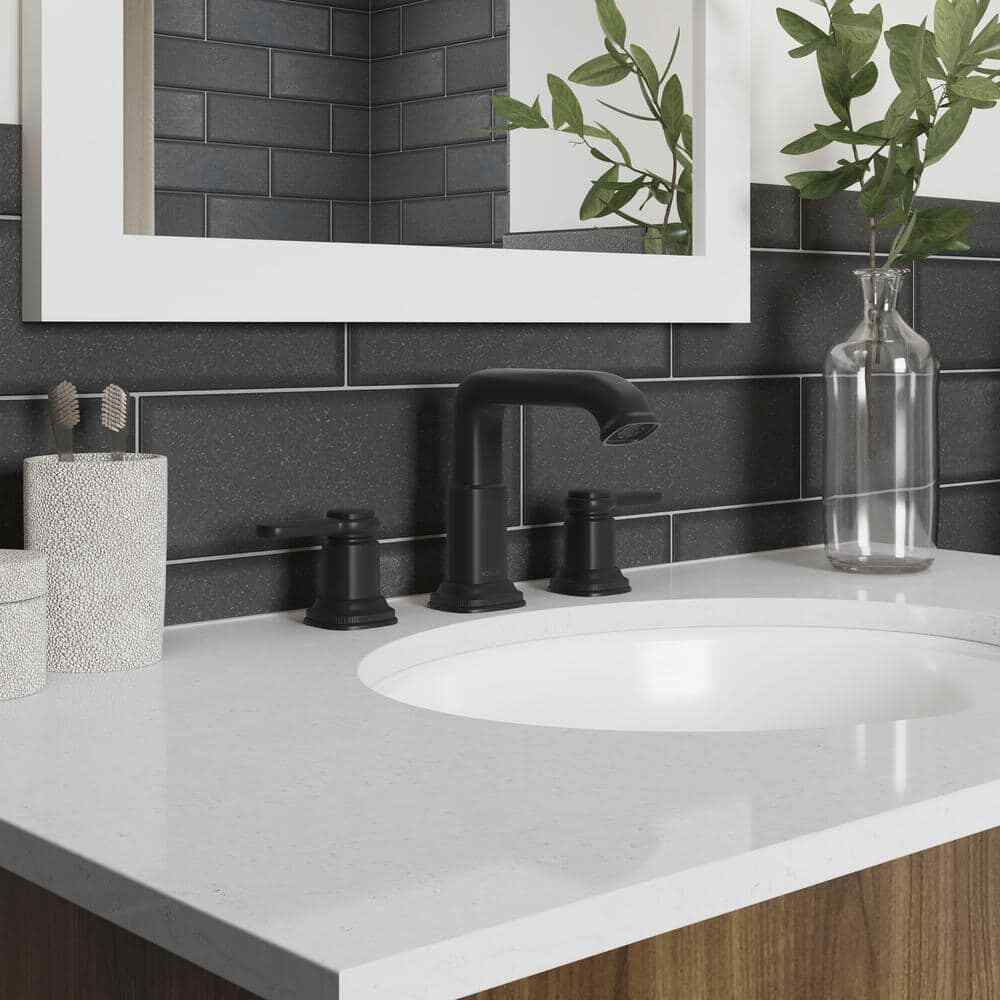 KOHLER Numista 8 in. Widespread Double Handle Bathroom Faucet in Matte Black