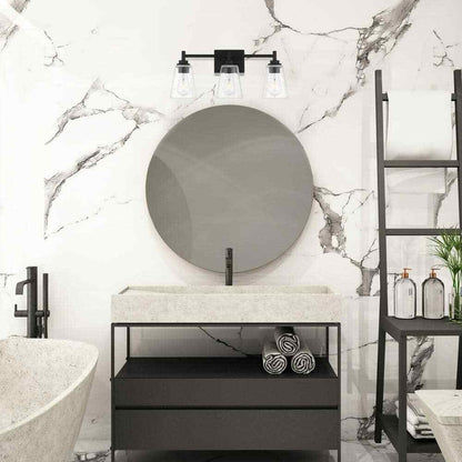 Hampton Bay Wakefield 22 in. 3-light Matte Black Vanity with Clear Glass Shades