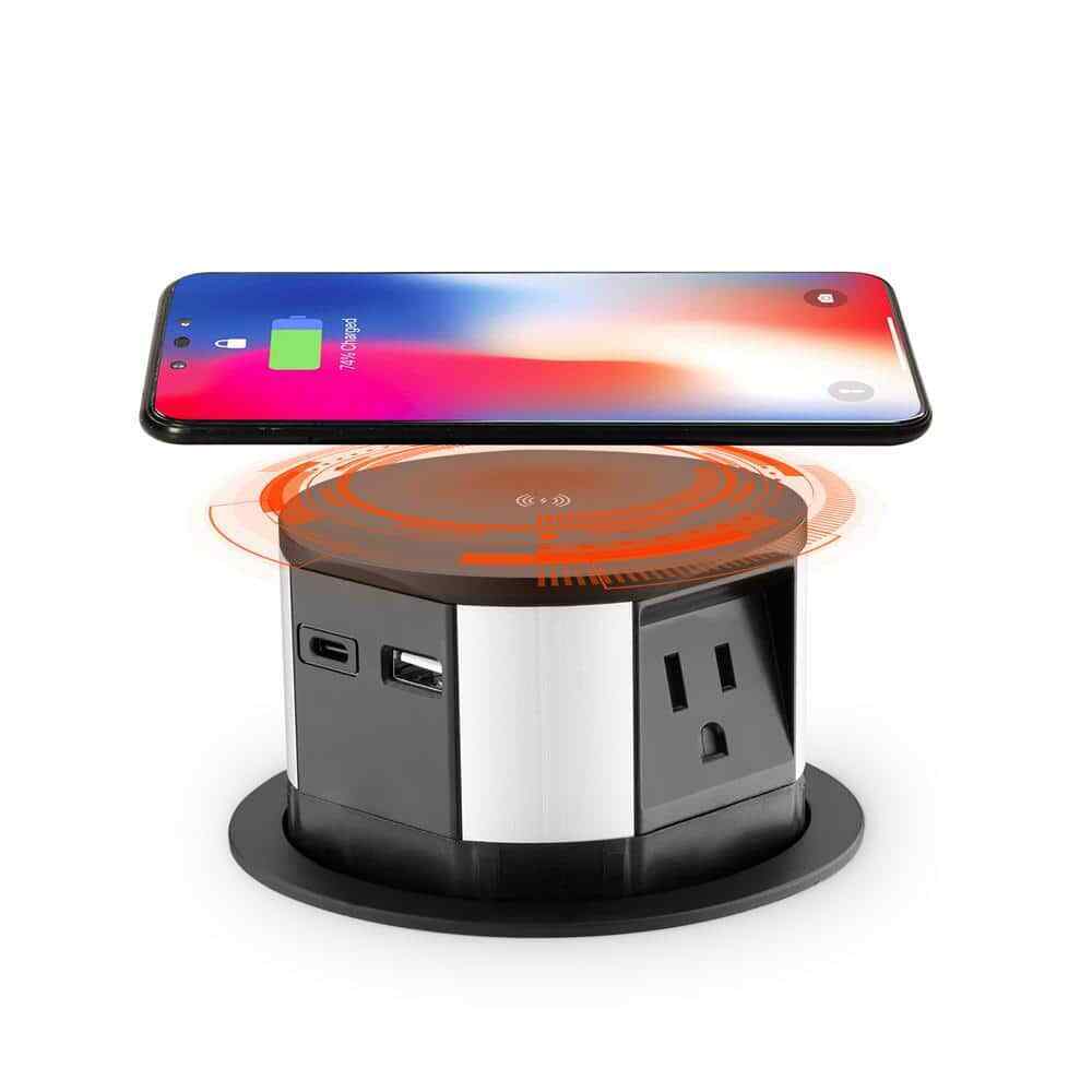 Link2Home Pop Up-Outlet Induction Charger USB-C Ports Surge Protection