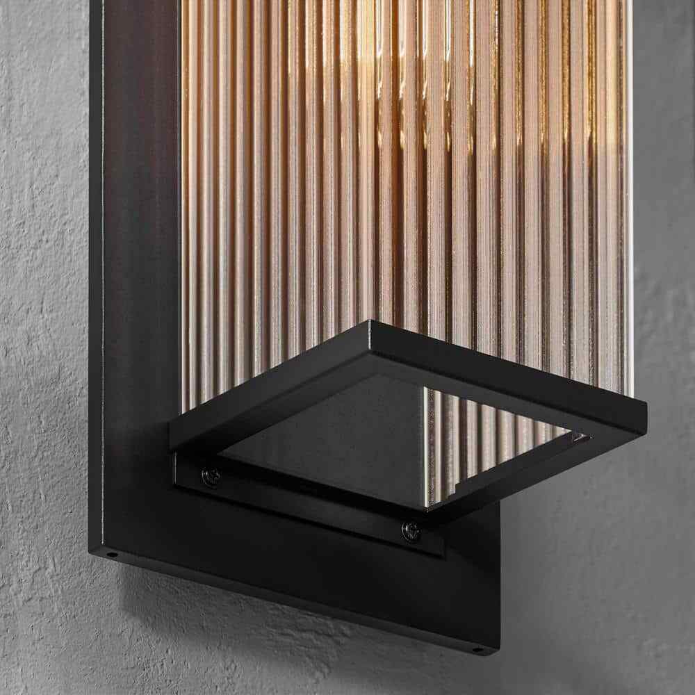 Home Decorators Jardine 20 in. 1-Light Black Modern Outdoor Wall Light Fixture