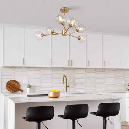 Uolfin Modern Gold Dining Room Chandelier Bubble 31.5 in. 6-Light Chandelier