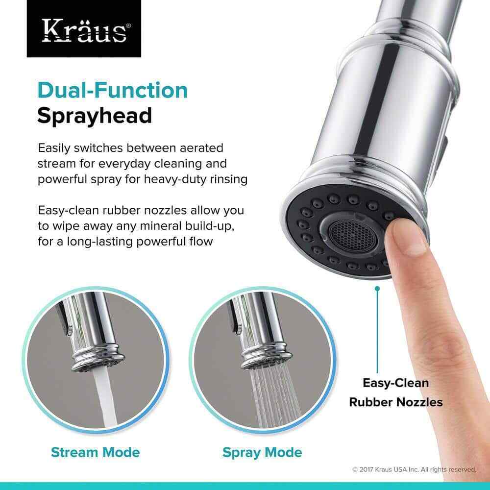 KRAUS Sellette Single-Handle Pull-Down Sprayer Faucet w/ Dual Function Sprayhead