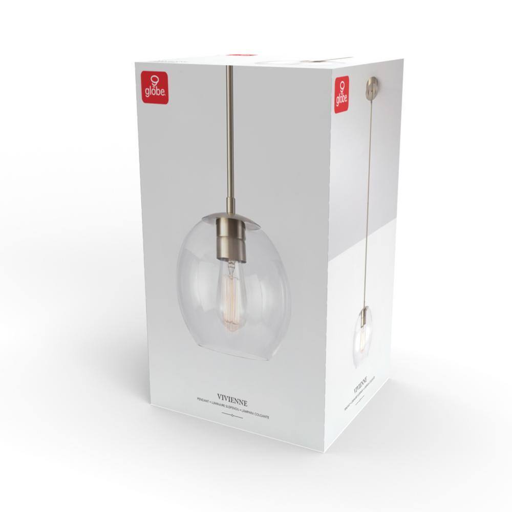 Globe Electric Vivienne 1-Light Brass Pendant Light with Clear Glass Shade 60871