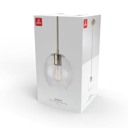 Globe Electric Vivienne 1-Light Brass Pendant Light with Clear Glass Shade 60871