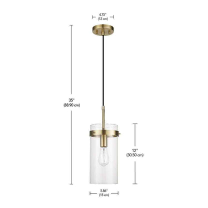 Globe Electric Connor 1-Light Brass Pendant Light with Clear Glass Shade