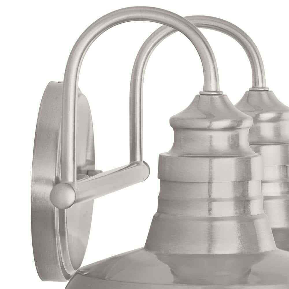 Hampton Bay Elmcroft 18.25 in. 2-Light Brushed Nickel Vanity w/ Metal Shades