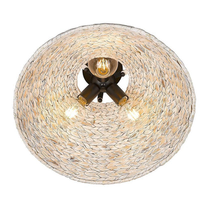 Golden Lighting Rue 18.75 in. 3-Lights Matte Black Semi-Flush Mount