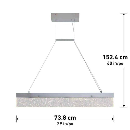 Artika Essence Bar 28-Watt LED Chrome Modern Island Hanging Light Chandelier