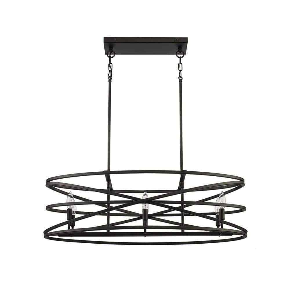 Home Decorators Collection Sarolta Sands 6-Light Black Island Hanging Light