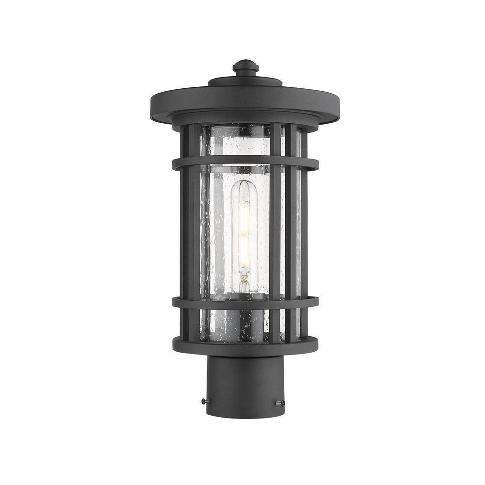 Jordan 14.75 in. 1-Light Black Aluminum Hardwired Outdoor Post Light