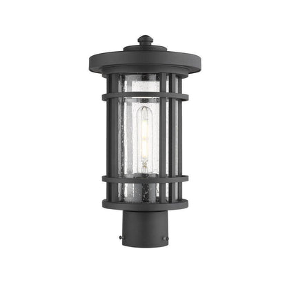 Jordan 14.75 in. 1-Light Black Aluminum Hardwired Outdoor Post Light