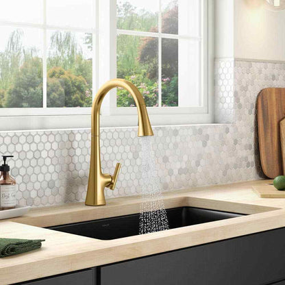 KOHLER Conti Single Handle Pull Down Sprayer Kitchen Faucet Brushed Brass