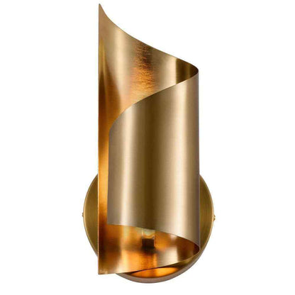 Merra 1-Light Gold Modern Wall Sconce Light Fixture with Novelty Scroll Shade