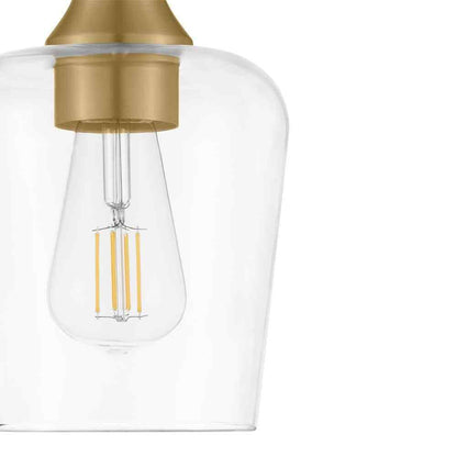 Hampton Bay Pavlen 5.5 in. Antique Brass Mini Pendant w/ Clear Glass Shade