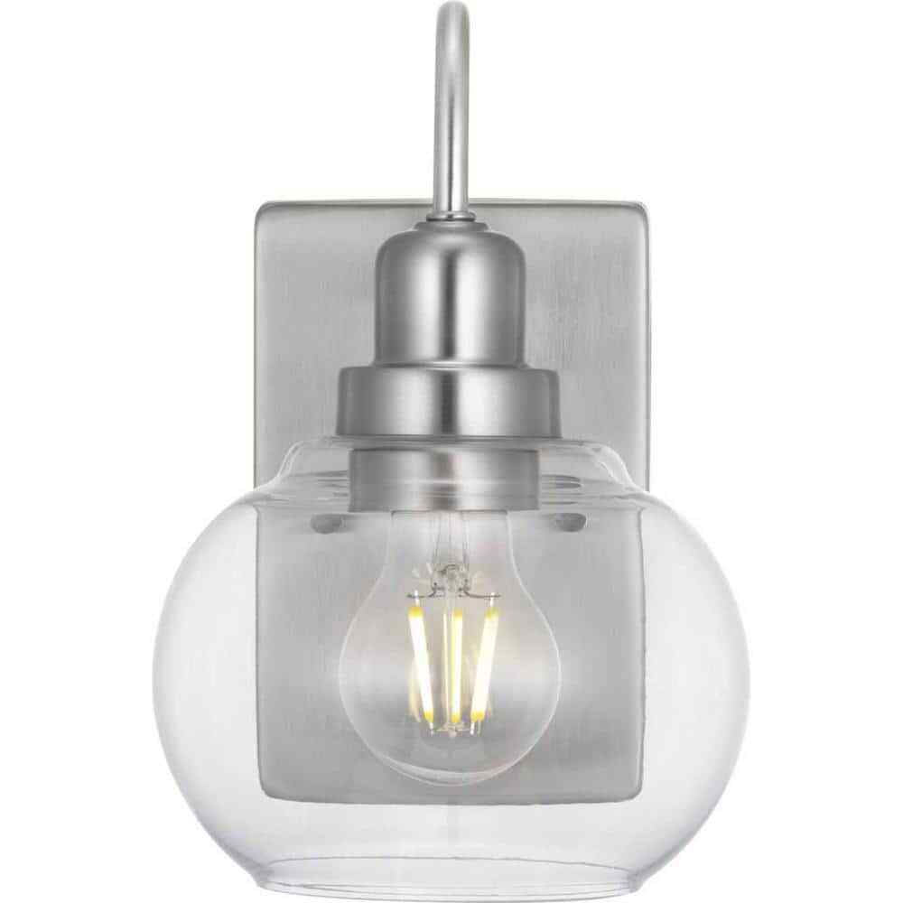 Home Decorators Collection Halyn 4.5 in. Brushed Nickel Indoor Wall Sconce