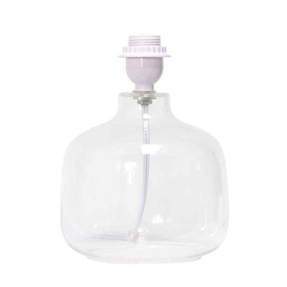 Simple Designs 13.75 in. Clear Glass Table Lamp with White Fabric Shade