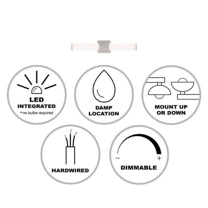 Bel Air Lighting Saavy 2-Light Brushed Nickel Integrated LED Vanity Light Bar