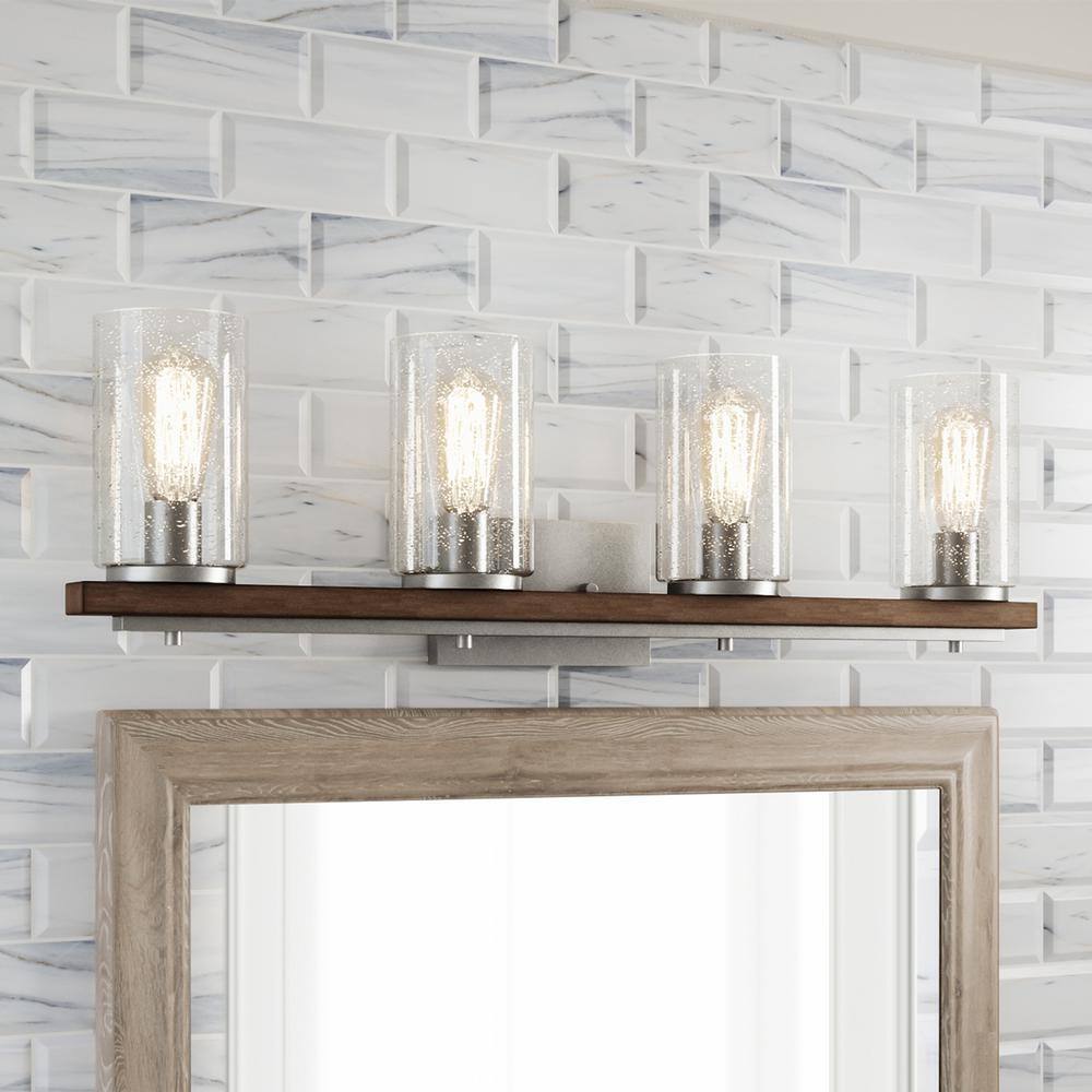Hampton Bay Boswell Quarter 33 in. 4-Light Vanity Chestnut Painted Wood Accents