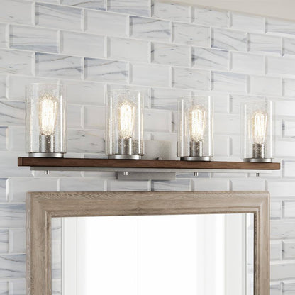Hampton Bay Boswell Quarter 33 in. 4-Light Vanity Chestnut Painted Wood Accents