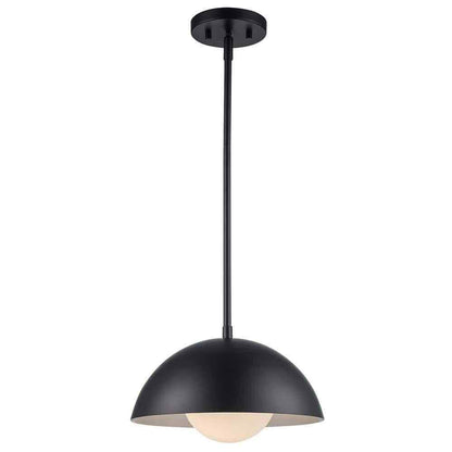 Bel Air Lighting Maureen 12". 1-Light Black Pendant Light Fixture w/ Metal Dome