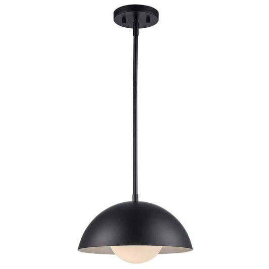 Bel Air Lighting Maureen 12". 1-Light Black Pendant Light Fixture w/ Metal Dome