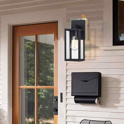 Hukoro Martin  Matte Black Hardwired Outdoor Wall Lantern Sconce w/ Dusk to Dawn