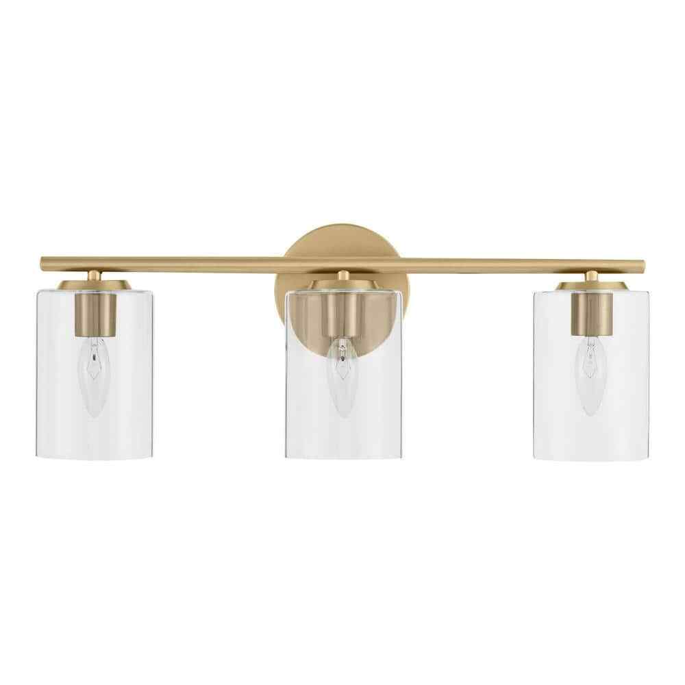 Hampton Bay Champlain 3-Light Gold Satin Brass Modern Bathroom Vanity Light