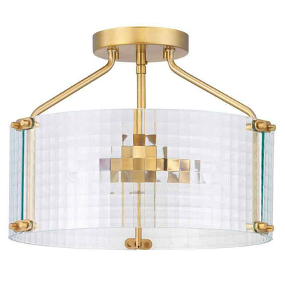Home Decorators Collection Westlyn 15 in. 3-Light Brushed Brass Semi-Flush Mount
