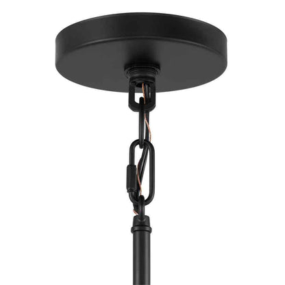 Home Decorators Havenport 2-Light Matte Black Pendant with White Fabric Shade